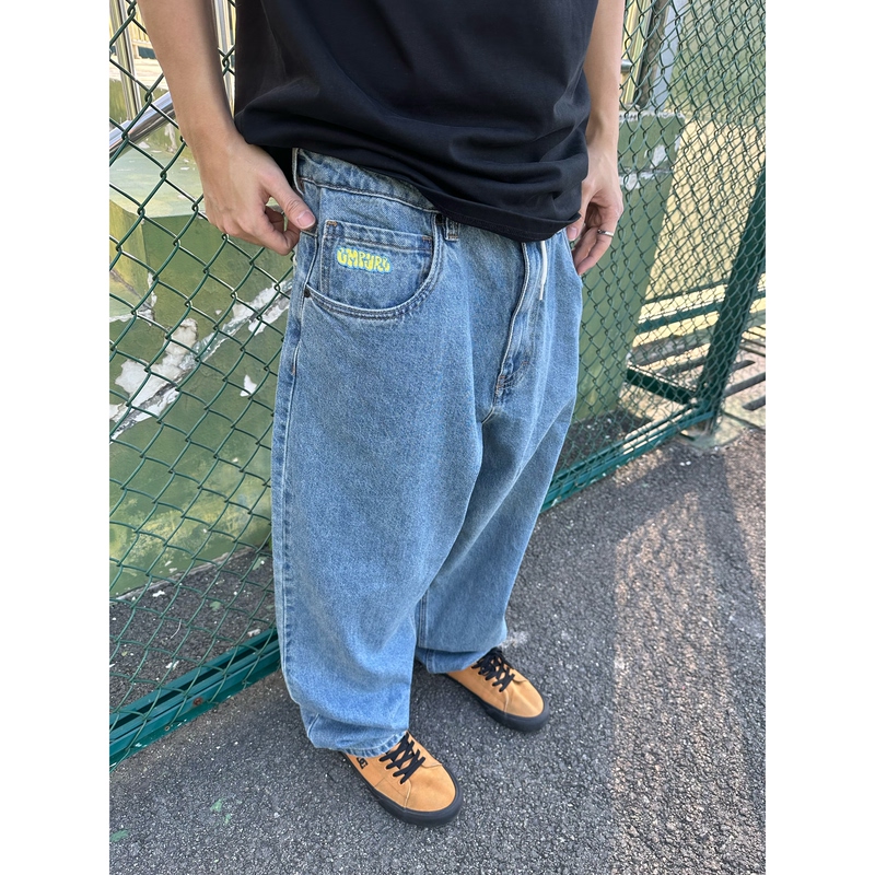 Empyre Skateboard Export Loose American Street Style Straight-Leg Embroidered Denim Pants Street Dance Bboy Long Pants Wear-Resistant