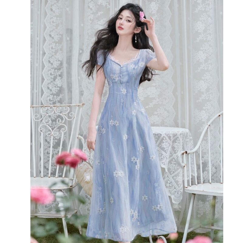 Floral Fairy Large Floral French Style Gentle 2026 Summer Daisy Vacation Long Dress Salt Style Outfit Dress