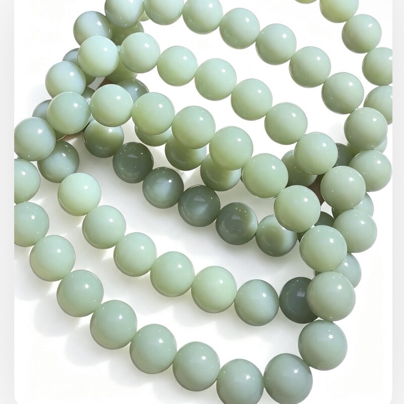 Graduated Grade Hetian Jade, Jadeite Porcelain Blue, Approximately 10mm, Single Strand (C6-378.2)