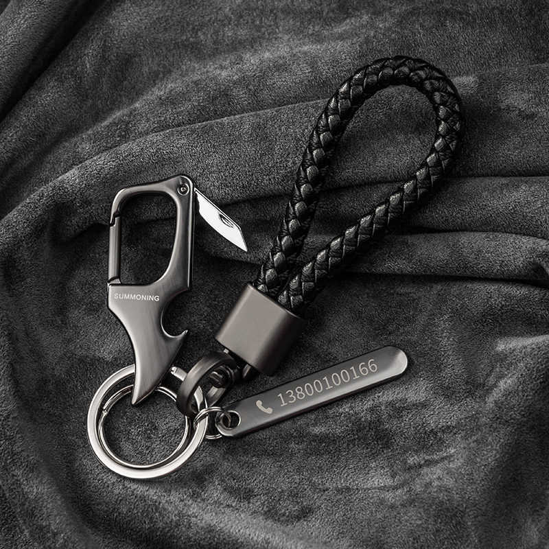 Creative and Personalized Keychain with Utility Knife for Men, Featuring a Phone Number Tag to Prevent Loss