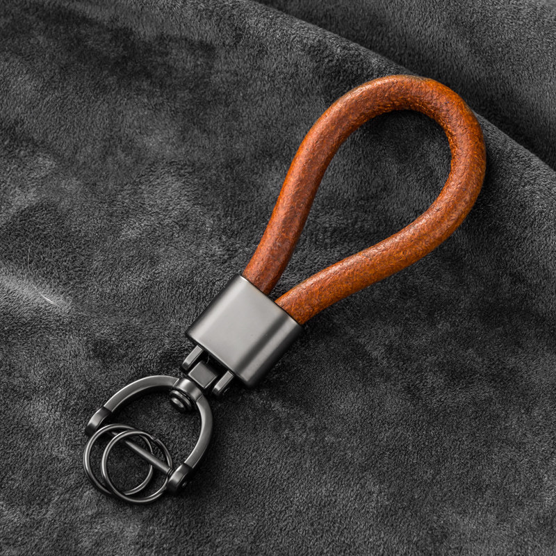 Cow Leather Rope Key Buckle Genuine Leather Car Key Chain Horseshoe Buckle Pendant Retro Creative Personality Couple Hang Up Gift