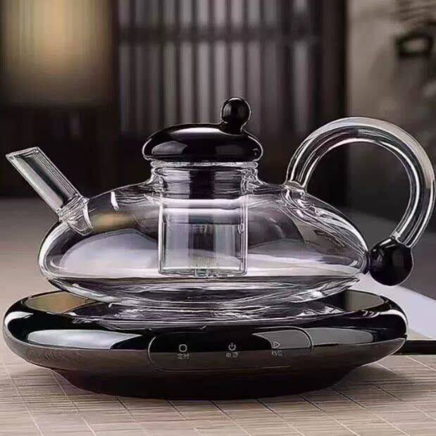 Gold inlaid jade iron fox tea set glass rat tail pot set high temperature resistant household big belly teapot electric ceramic stove for tea making a1