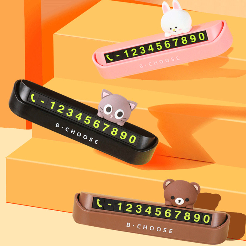Temporary parking number plate moving car Phone card Cartoon Cute Woman Car On-board Pendulum bear Car Interior Supplies