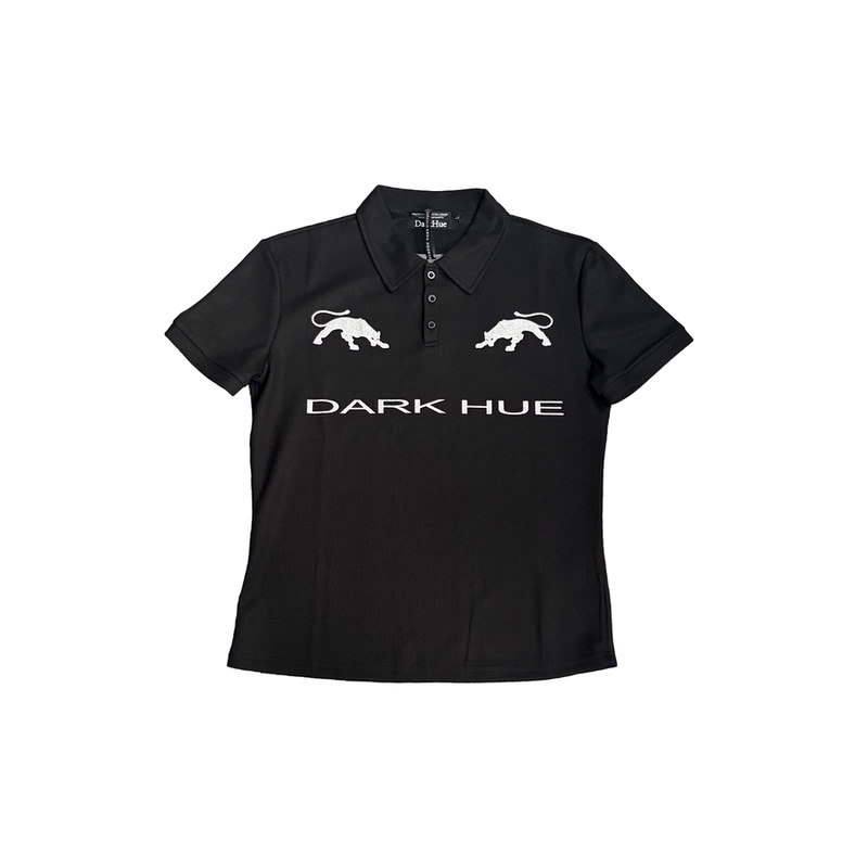 Dark Tone Darkhue Original Silver-Printed Black Panther Print Dark Light Luxury Niche Slim Fit Slimming Polo Shirt for Men and Women Dark Tone Darkhue Original Silver-Printed Black Panther Print Dark Light Luxury Niche Slim Fit Slimming Polo Shirt for Men and Women