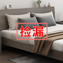 Solid wood bed modern minimalist 1 8m double bed European light luxury 1 5 simple factory direct sales bed hotel plank bed