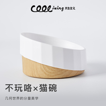  COOLiving Cat bowl Ceramic double bowl Pet cat food bowl Protection cervical spine anti-tipping drinking water Cat food bowl Dog bowl