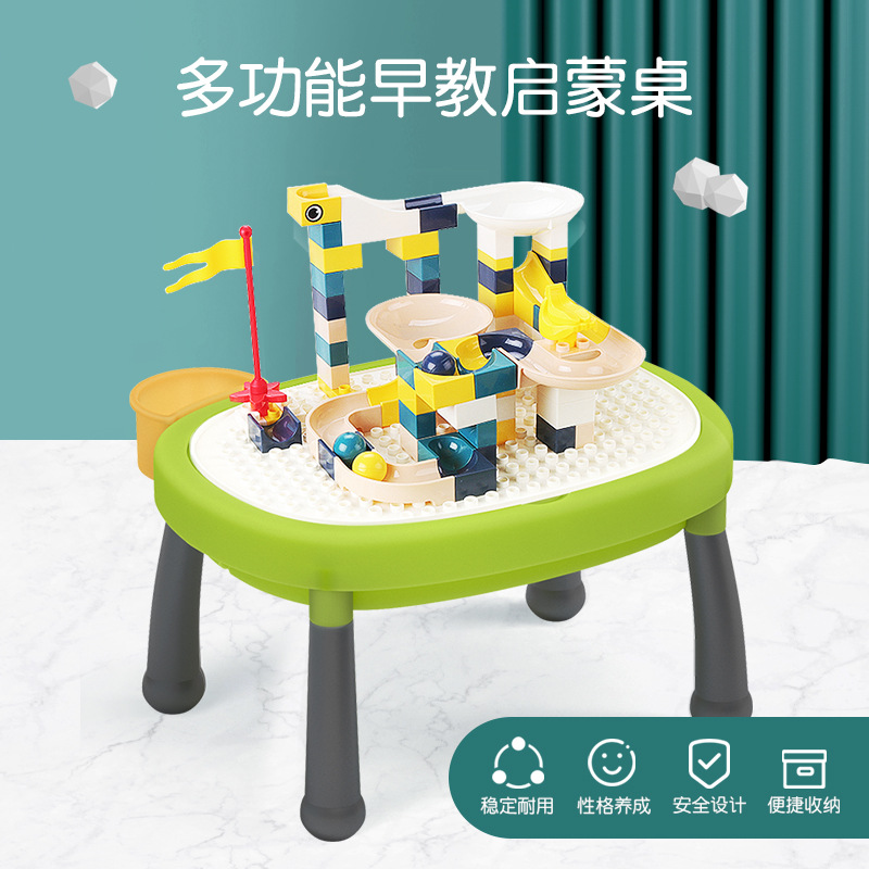 Learning through children's early lessons wise multifunctional building block table for men and women assembled and moving brain toy table 3-6-year-old baby