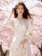 Korean atmosphere wear French style white satin dress women's autumn clothing 2026 new style