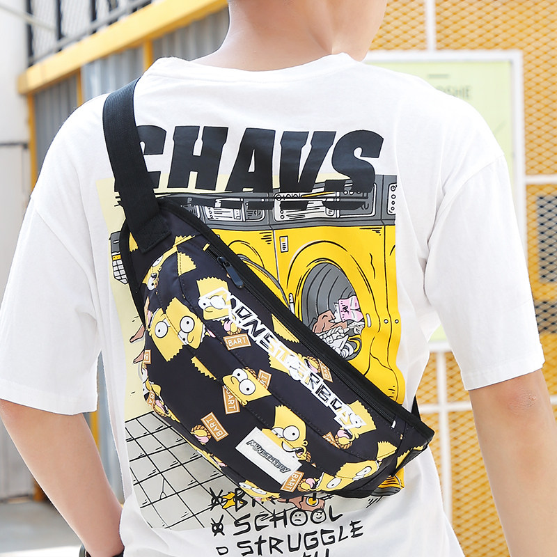 Chest bag Men's Han prints Tide Card Sports Students Single Shoulder Bag Casual Work Wear and Oblique Cross Small-Shoulder Bag Women's Slanted Satchel Bag