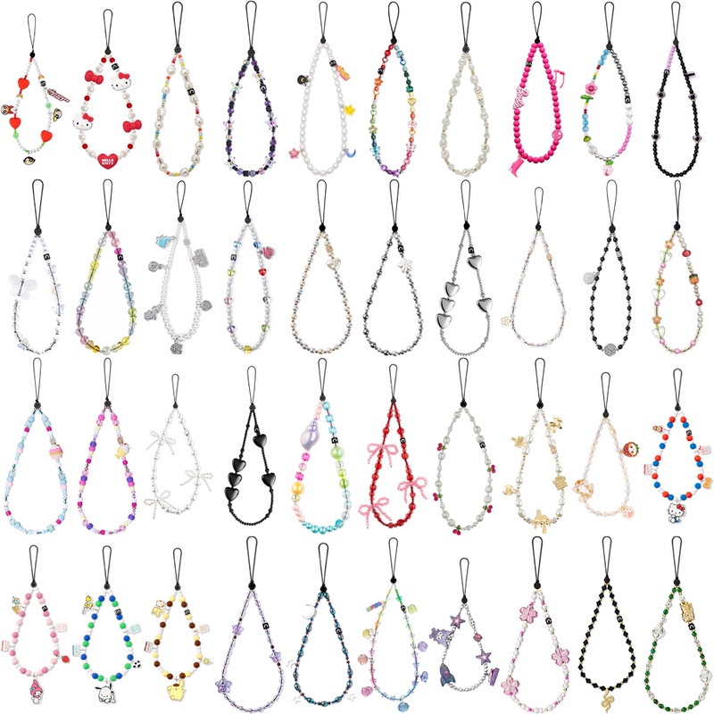 C Brand Collaboration Phone Chain New Silver-White Pearl Beaded Chain High-End Feel Wrist Phone Case Lanyard