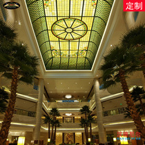 Customized colored church European art glass hotel KTV club lobby western restaurant bar project square dome