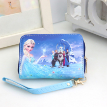 Childrens ice and snow chic girl printed little girl Short Zip Cartoon Princess Cute Handbag