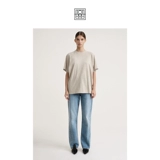 Смешанная бежевая футболка с коротким рукавом, оверсайз