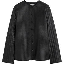 TOTEME Womens Black Straight Line Quilted Leather Jacket