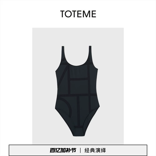 TOTEME Логотип женских черных букв, соединенный купальник