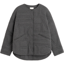 TOTEME Womens Heather Gray Quilted Jersey Loose Knit Jacket