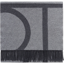 TOTEME Womens gray wool monogram jacquard fringed scarf shawl