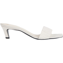 TOTEME womens shoes off-white thick heel square toe corrugated mules sandals