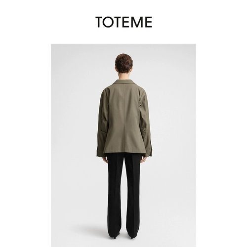 [Выбор со скидкой] TOTEME Женская хлопковая короткая куртка цвета хаки зеленого цвета в рабочем стиле с поясом