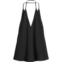 TOTEME Womens Black Mulberry Silk Double Halter Cross Design Deep V-Neck Top