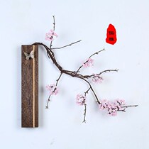 New Chinese style solid wood creative decoration interior decoration living room wall pendant decoration simulation flower background fake flower