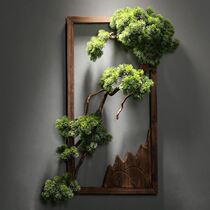 New Chinese style solid wood pendant wall decoration living room hotel entrance background wall wrought iron decorations welcome pine wall hanging