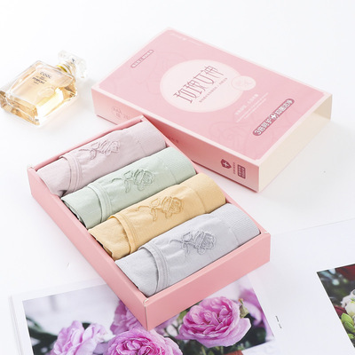 内裤女4条装无痕透气玫瑰女神中腰三角短裤头夏季薄款女士性感