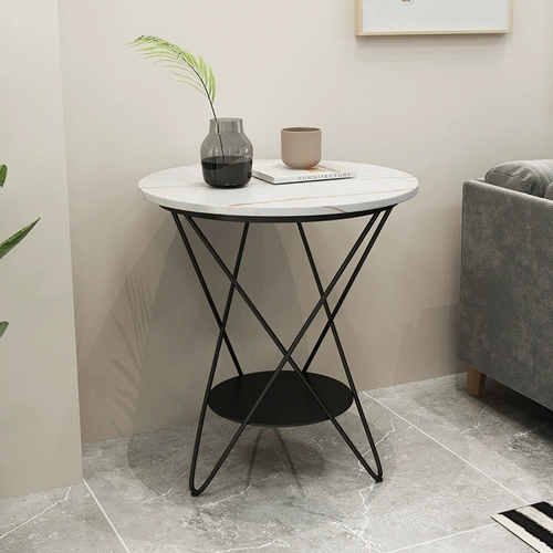 Приставной столик в скандинавском стиле, шиферный мраморный диван, угловой столик, маленькая квартира, простой современный светлый роскошный журнальный столик, итальянский прикроватный круглый столик