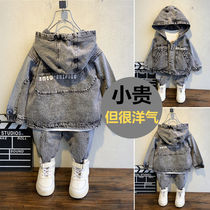 Childrens clothing boys autumn suit 2020 Autumn new childrens foreign handsome childrens cowboy two-piece Korean version of tide clothes