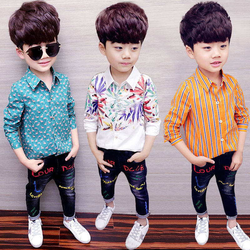 Boy Shirt Long Sleeve Spring 2020 New Chinese New Year Western Chinese CUHK Boy Boy Blouse Boy Clothing Child Shirt Male Tide