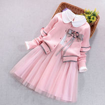Girl dress set Autumn 2020 new childrens foreign style princess dress little girl sweater skirt two-piece set