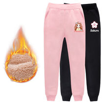 Childrens clothing girls autumn and winter plus velvet padded pants 2020 new childrens middle and big girl foreign sports pants