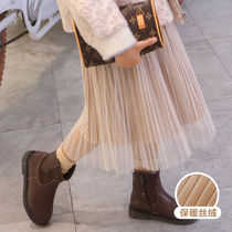 Two-faced girls skirt long skirt childrens thick Pengpeng mesh skirt Autumn Winter childrens clothing 2020 New