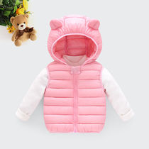 (Anti-season promotion) 2020 new spring and autumn childrens hooded vest pure color vest childrens cotton shoulder