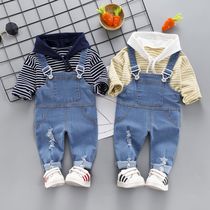 Boys and childrens clothes baby spring and autumn clothes 01-2-3 years old baby girl with pants baby children cotton clothes set tide