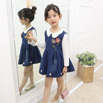 Girls Autumn Set Denim Skirt Two Piece 2020 Spring and Autumn Dress Childrens Skirt Korean Childrens Clothing 2-8 Years