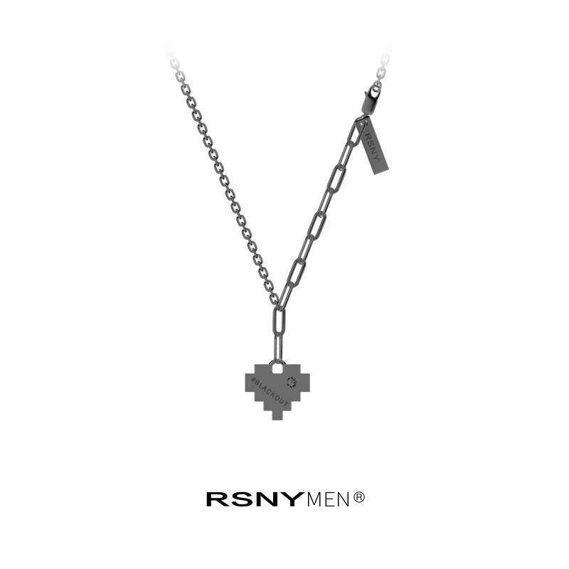 (Yu Kaining same style) RSNY MEN mosaic love necklace men's trendy hip-hop all-match simple couple pendant