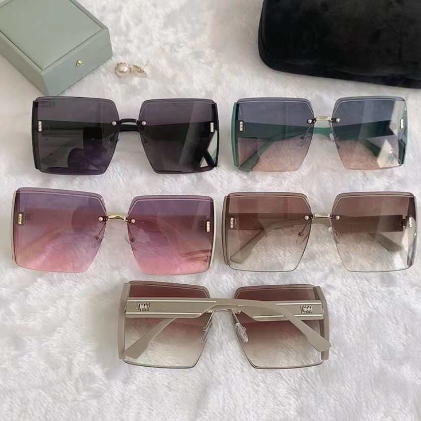 Ladies sunglasses European and American personality frame men's sunglasses network red live broadcast wide box sunscreen glasses