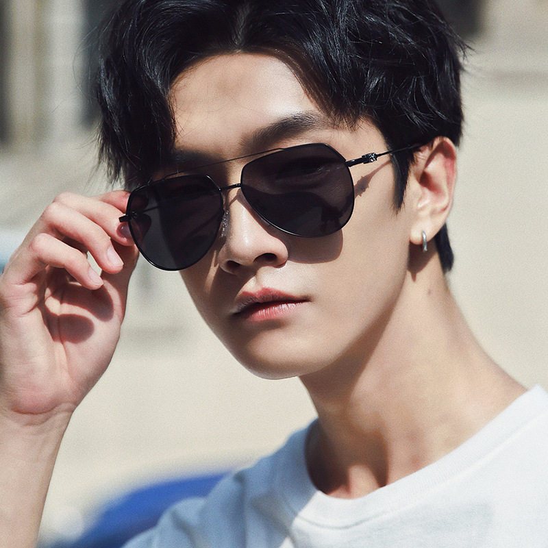 New metal polarized sunglasses men large frame fashion color sunglasses anti UV drive glasses 19318