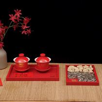 Wholesale marriage tray Wedding celebration of the ceremony to tea plate Chinese rectangular red wooden toast plate