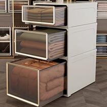 MUJ unprinted installation-free storage cabinet plastic transparent drawer-type multi-layer wardrobe clothes snack toy storage cabinet