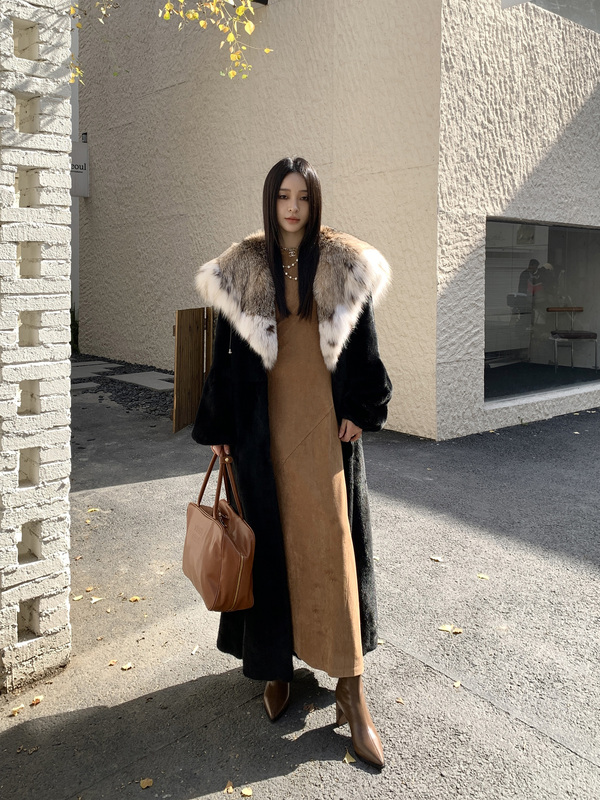 Fur Mink Whole Mink Lynx Coat Slimming Fashionable Imported New Women's Elegant Extra-Long Winter Loose Fit
