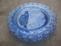 Happy good old glass fruit plate three-legged old glass fruit plate old tea plate fruit plate a pair of Republic of China