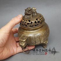 Xile Shante antique pure copper longevity incense burner ornaments three-legged lion incense burner home offering antique harvest