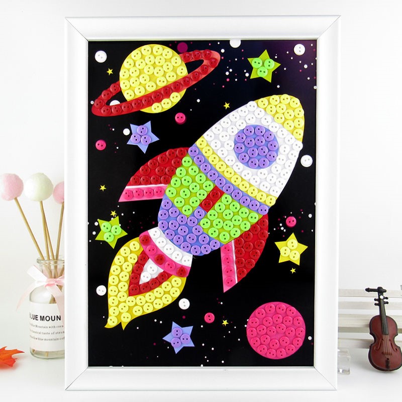 Button Painting Diy Handmade Patriotic Children Creative Adhesive DIY Material Package Kindergarten Making Puzzle Toy Subdrill