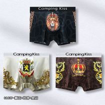 Camping Kiss mens big code ice silk underpants fattener Four corner pants boys Cartoon Personality Mid-Waist Flat Corner Pants