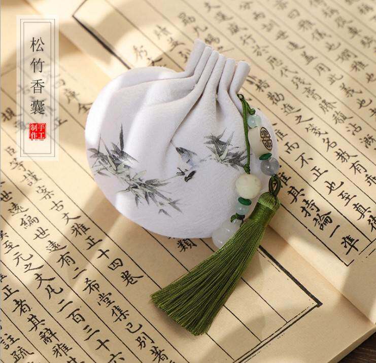 Fragrant sacks of ancient wind praying for Fuxiang pacu elegant pocketbook Zen Cotton Numb Bag Empty Bag Hanfu Accessories for men and women Carry-on Bags-Taobao