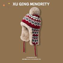 Northeast cold-proof thickened warm hat for women 2024 new winter Fair Island wool knitted hat ethnic style Lei Feng hat