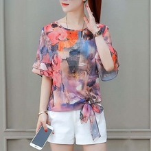 雪纺衫女短袖夏季洋气小衫女装