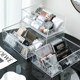 Desktop powder cake air cushion storage box transparent partition eyeshadow tray storage rack dustproof acrylic ເຄື່ອງສໍາອາງ drawer box